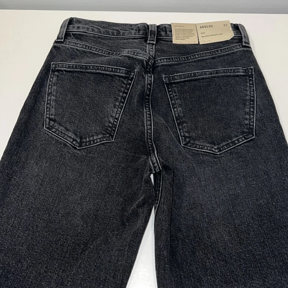 Agolde black kye mid rise straight crop jeans size 22 - Picture 8 of 14